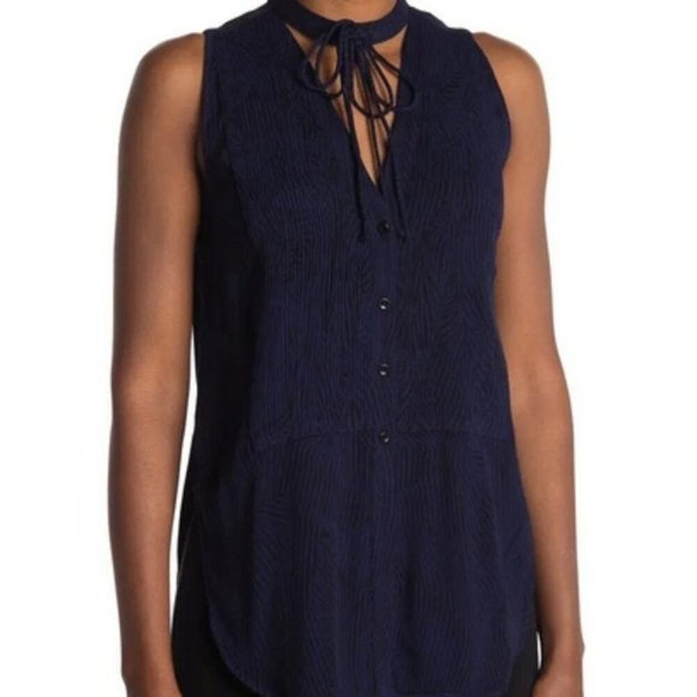 Proenza Schouler Printed Georgette Tie Front Top